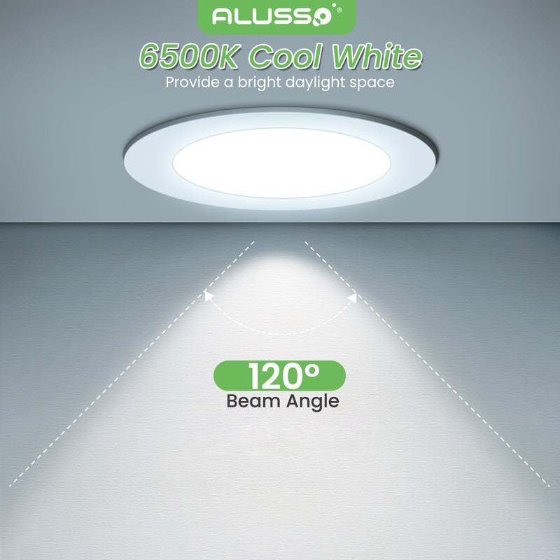 [AUSTRALIA] - ALUSSO LED Recessed Spotlight, 230 V, Flat IP44, 4 W LED Spotlights, 280 LM, Cool White 6500 K Recessed Lights, 30 mm Ultra Flat, Recessed Spot Hole 55-68 mm, Ceiling Spotlights for Bathroom, Kitchen Cool White 6500k, Set of 6 