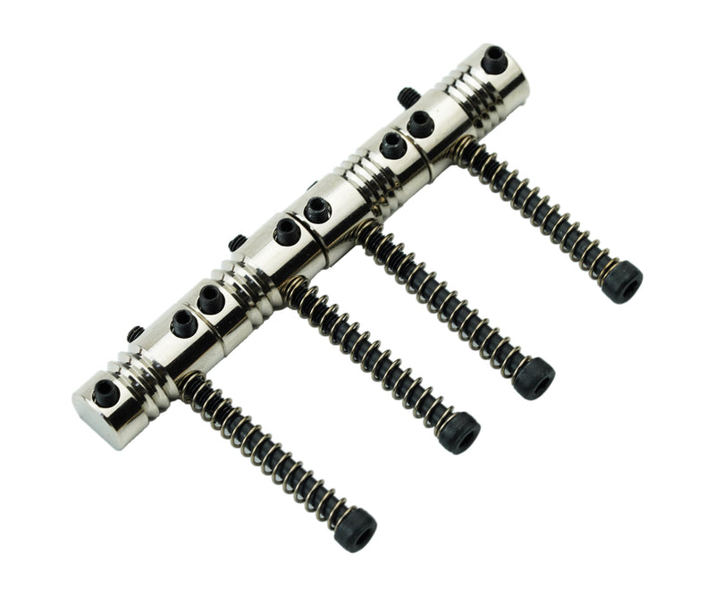 Guyker Bass Bridge Saddles, String Pitch 19mm Brass Compensated Saddles with Wrench Replacement Part (Set of 4, Chrome)