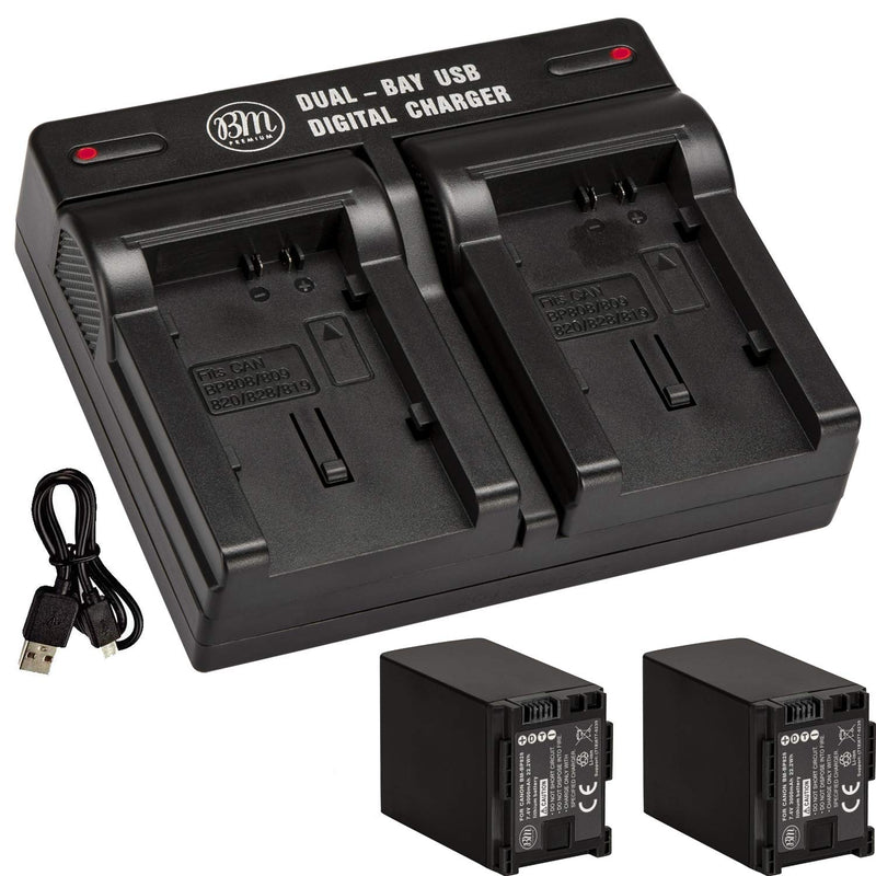 [AUSTRALIA] - BM Premium 2 BP-828 Batteries and Dual Battery Charger for Canon VIXIA HF G40, HF G50, HF G60, HF G70, XA40, XA45, XA50, XA55, XA60, XA65, XA70, XA75, XA10, XA11, XA15, XA20, XA25, XF400, XF405 