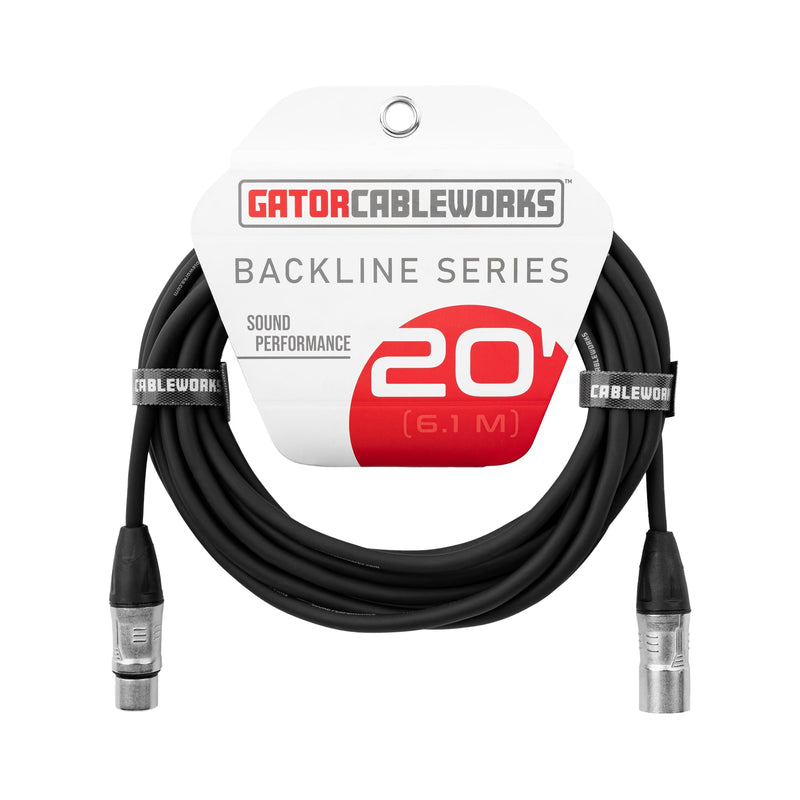 By Gator Cases Backline Series Standard 20 Foot XLR Microphone Cable, (GCWB-XLR-20) 20 Feet