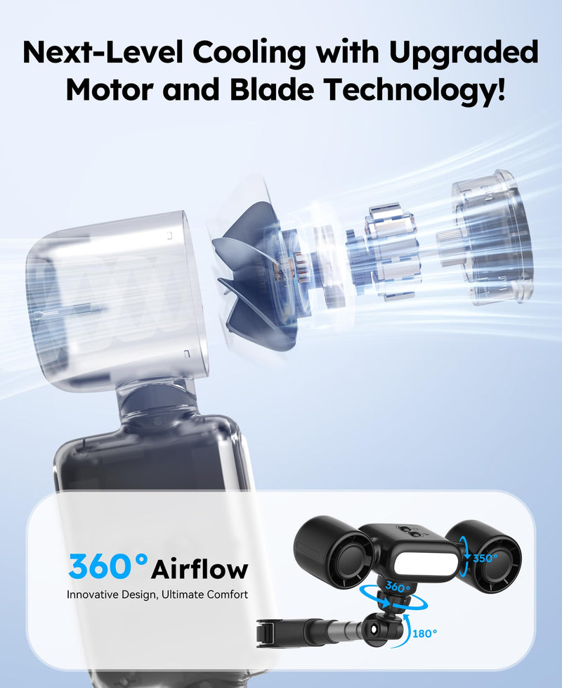 foryou Car Fans Seat Cooling Fan USB Fan 3 Wind Speeds with Night Light Portable Fans for Car Backseat for Kids Black