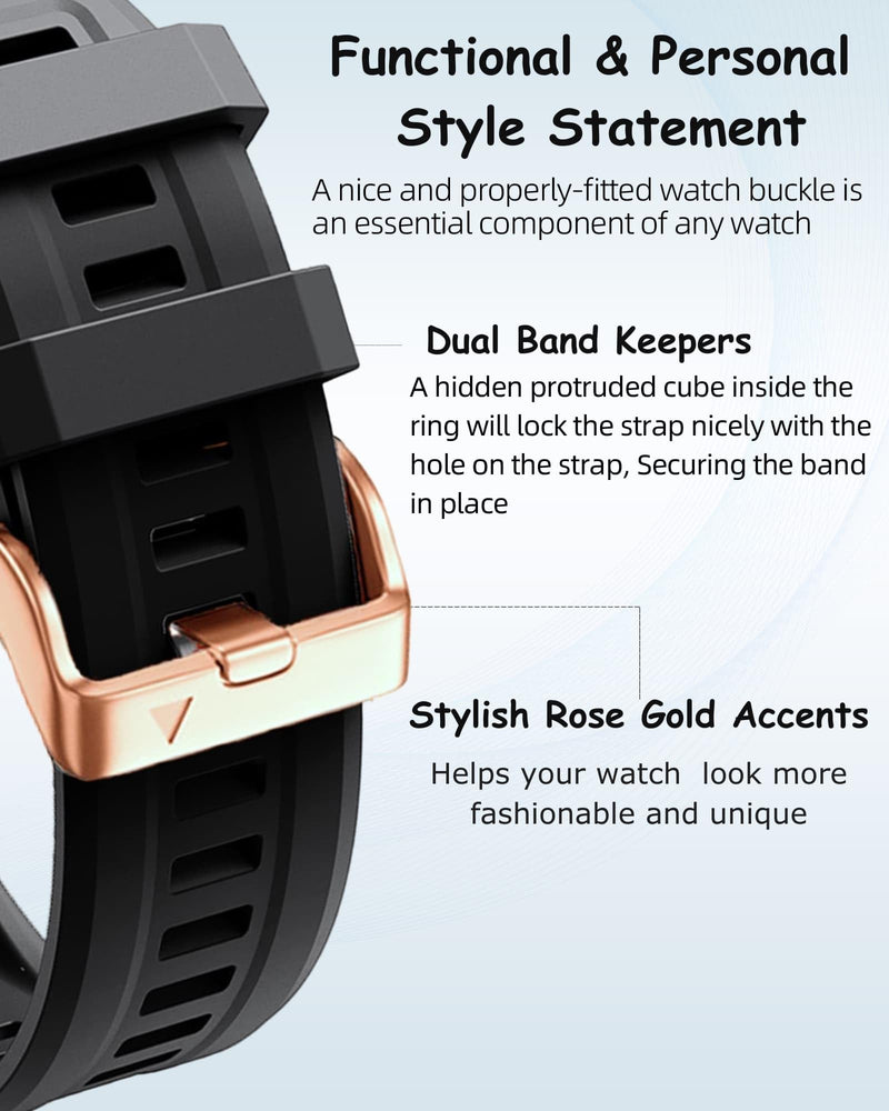 20mm Watch Band for Garmin fenix 5s 6s 7s, Quickfit 20 Bands Rose Gold Silicone WHITE and BLACK Bundle