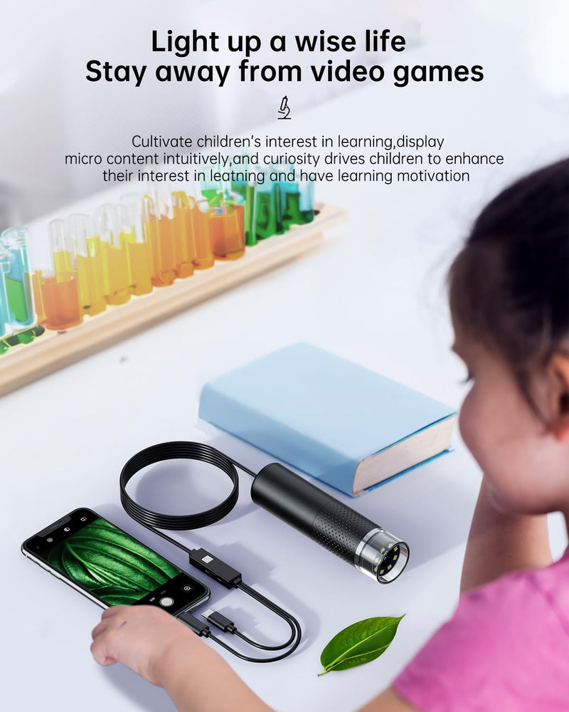 Handheld Digital Microscope Camera, Aopick 50X-500X Magnification USB Pocket Microscopes Camera for Adults Kids with 8 Adjustable LED, Coin Magnifier for iPhone, iPad, Android