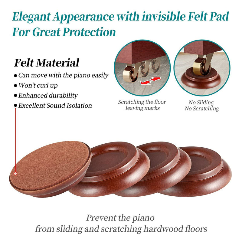Piano Caster Cups,Piano Pads for Hardwood Floors,Upright Piano Wheel Floor Protectors, Piano Leg Coasters Protectors.