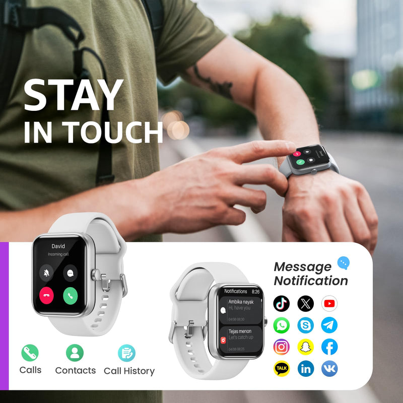 TOZO 2026 New Upgraded Smart Watch for Men Women for iPhone & Android | 1.83" Fitness Tracker Bluetooth Call [Answer/Make], IP68 Waterproof Sleep Monitor, 100+ Sport Modes Matte Gray