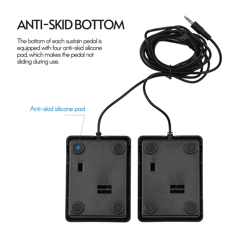 Dual Pedal 3.5mm Interface Compact Sustain Pedal Universal Dual Pedal for Musical Instruments Portable Folding Piano Electronic Keyboard Electronic Foldable Drum