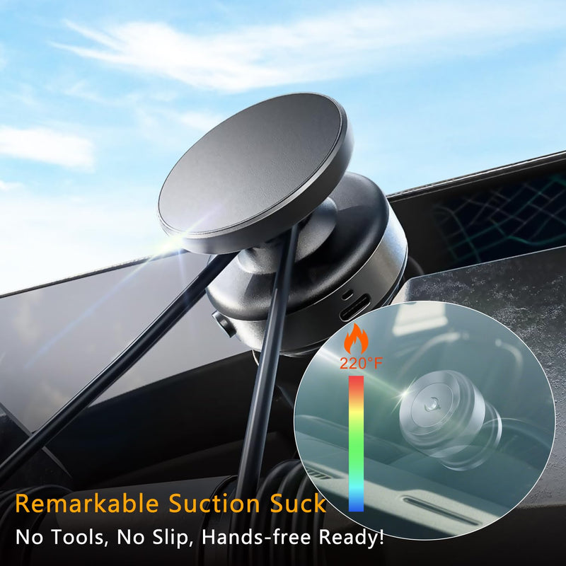 Electric Vacuum Magnetic Phone Holder for Car/Gym/Mirror/Marble Wall, Auto-Seal & Quick Release Suction Cup Phone Mount, 360° Adjustable for MagSafe Car Phone Mount for iPhone 17/16 Pro Max Silver