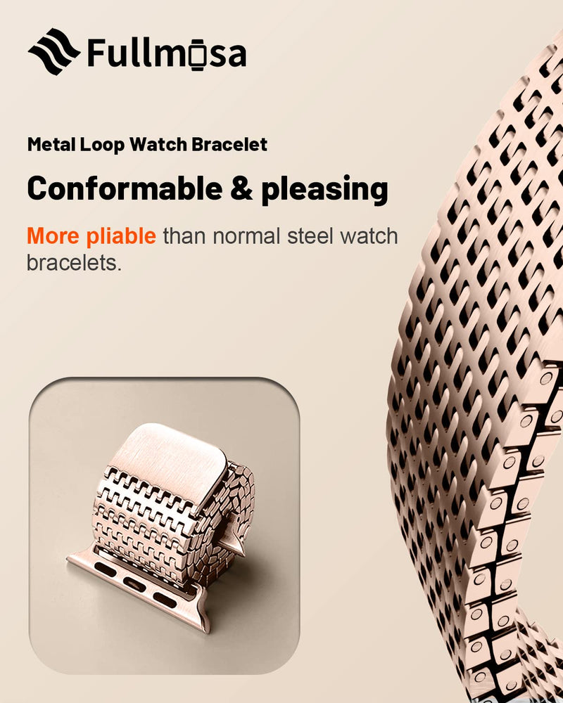 Fullmosa Compatible Mesh Apple Watch Band 44mm/45mm/42mm Silver with Case & Compatible Metal Apple Watch Band 44mm/45mm/42mmwith Case,Silver