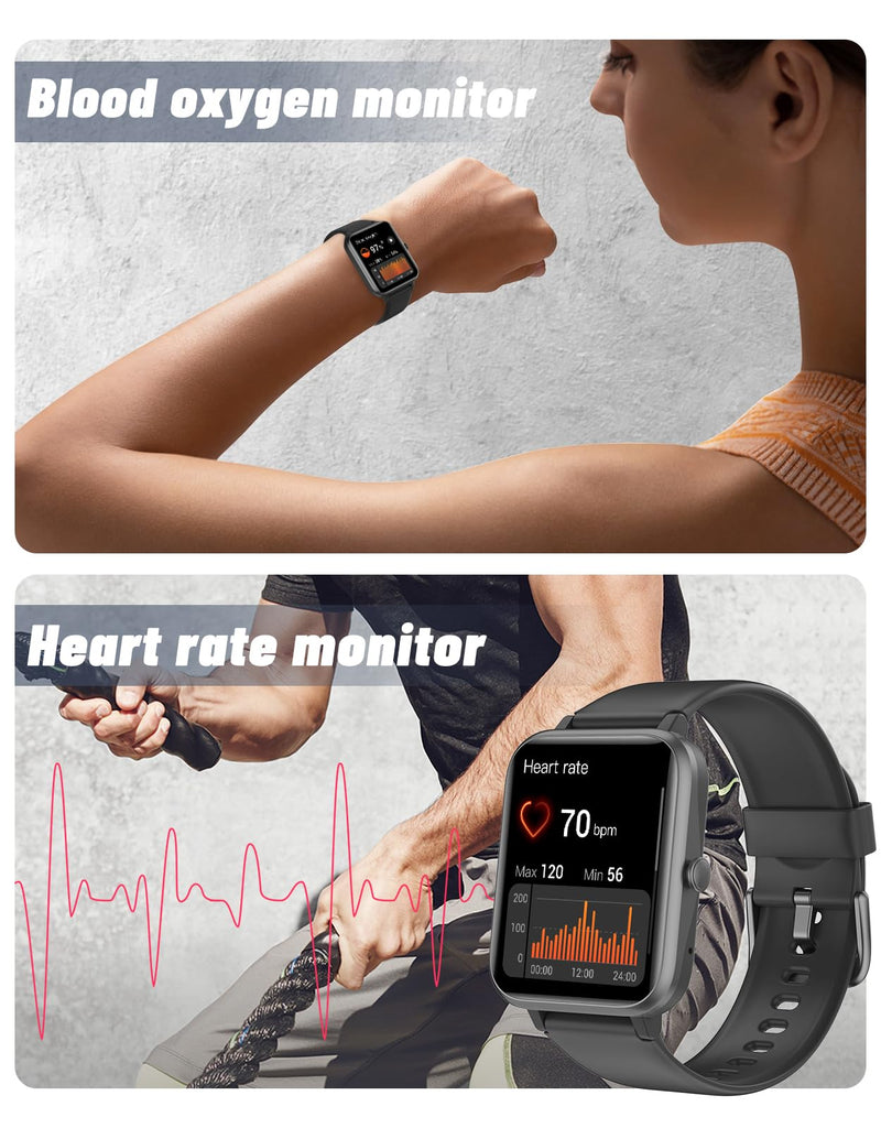[AUSTRALIA] - GRV Smart Watch for iOS and Android Phones (Answer/Make Calls), Watches for Men Women IP68 Waterproof Smartwatch Fitness Tracker Watch with Heart Rate/Sleep Monitor Steps Calories Counter (Black) Black 