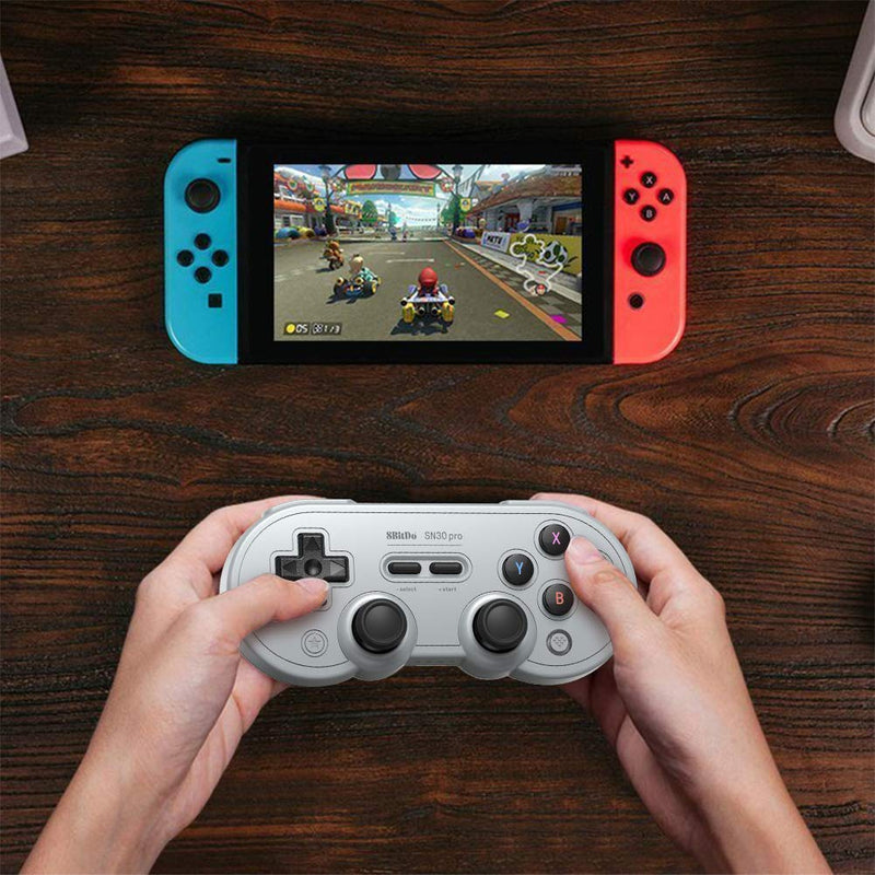 8Bitdo SN30 Pro Wireless Bluetooth Controller with Joysticks Rumble Vibration USB-C Cable Gamepad Compatible with Switch,Windows, Mac OS, Android, Steam (Gray Edition)