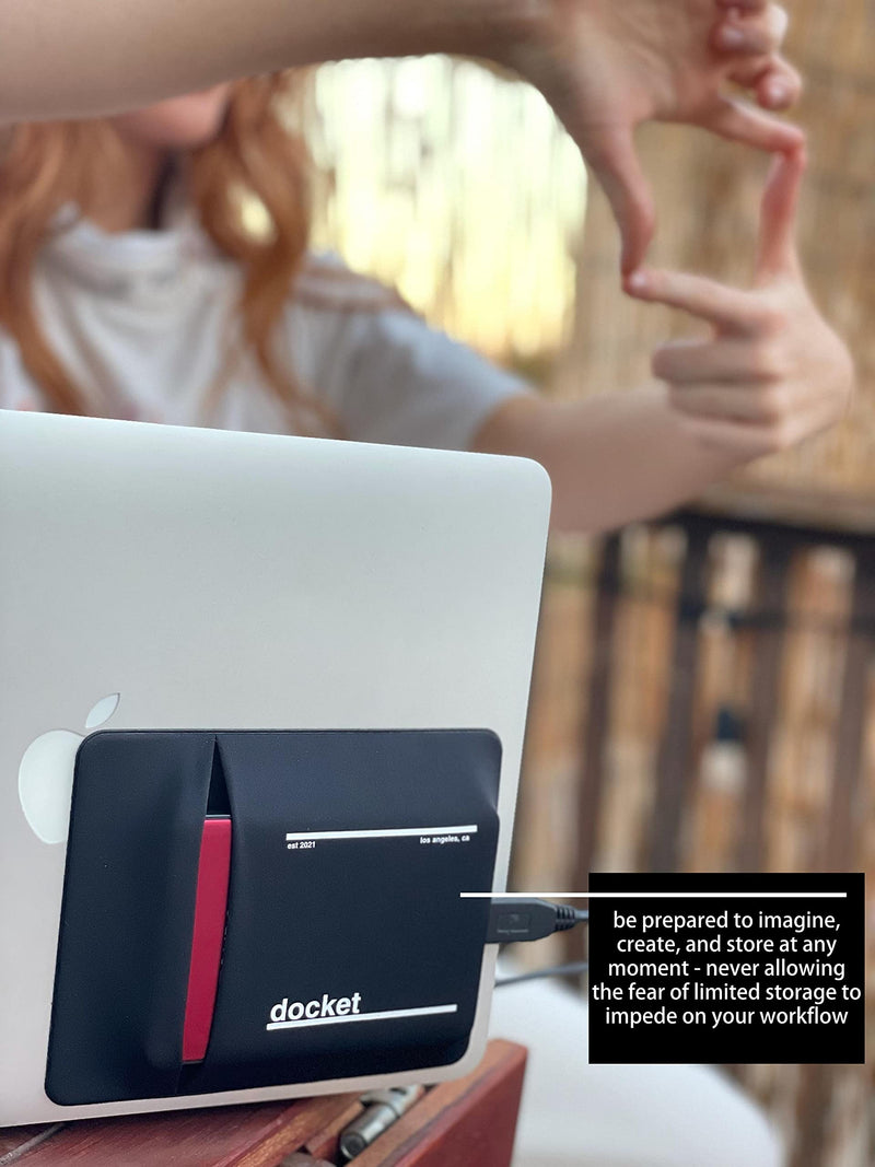 docket External Hard Drive Holder for Laptop - Closed Pocket Design with Cable Hole for Safe Storage - Expand Storage While Eliminating Boundaries, Black