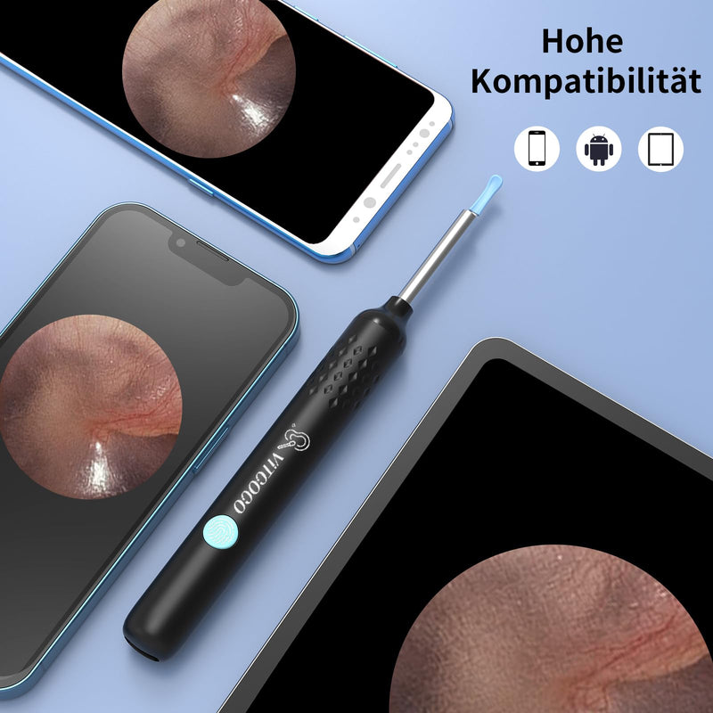 VITCOCO WI-FI 1080P Ear Wax Remover Otoscope, IP67 Waterproof Ear Cleaner for Adults, Ear Cleaning for iPhone, iPad and Android Smartphones