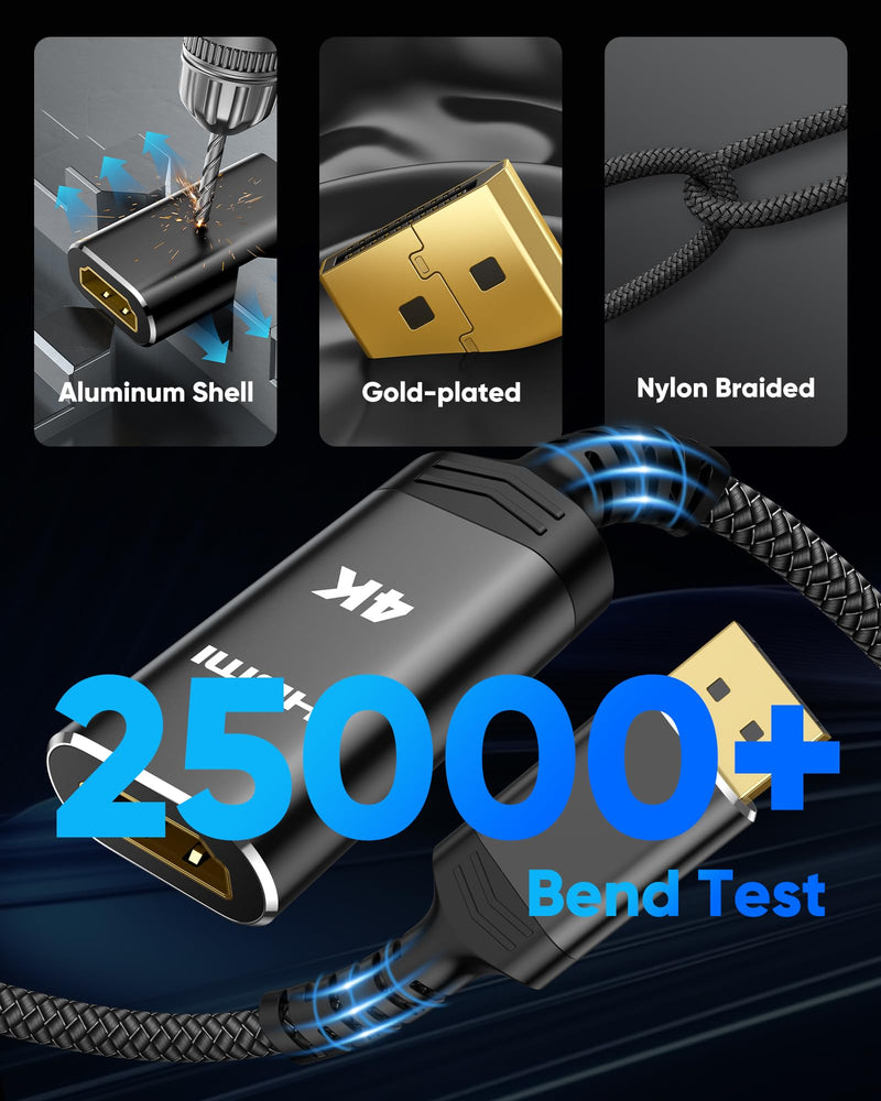 [AUSTRALIA] - Highwings 4K DisplayPort to HDMI Adapter, Uni-Directional DP to HDMI Adapter Converter Cable Male to Female, HDMI Abapter Compatible with Laptop Desktop HDTV Monitor Projector, Black, Passive 4K-1 Pack 