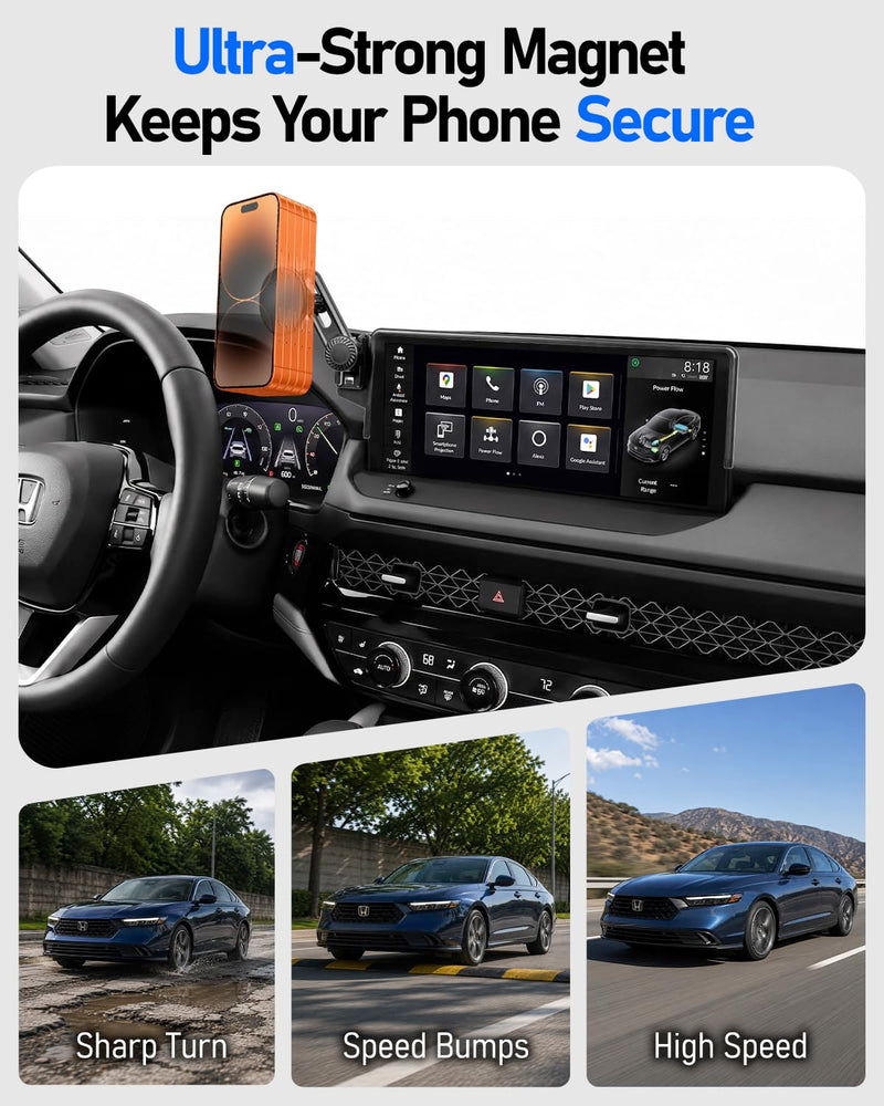 Magnetic Phone Holder for Honda Accord 11th Gen 2023-2026, Fit 12.3 Inch Center Screen, Customized Phone Mount With Strong Magnets, OEM-Style, No View Obstruction Compatible with All Smartphones for 2023-2026 Honda Accord Upgraded Magnetic