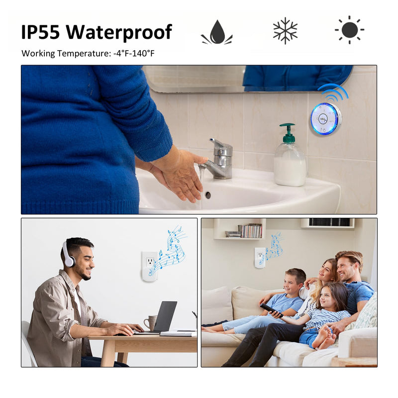 Caregiver Pager Wireless Call Button for Home, Life Alert SOS for Monitoring Elderly Assistance Products Emergency Bell Panic Button Nurse Calling for Seniors Patients Disabled Care,Waterproof 1 Receiver+ 2 Call Button