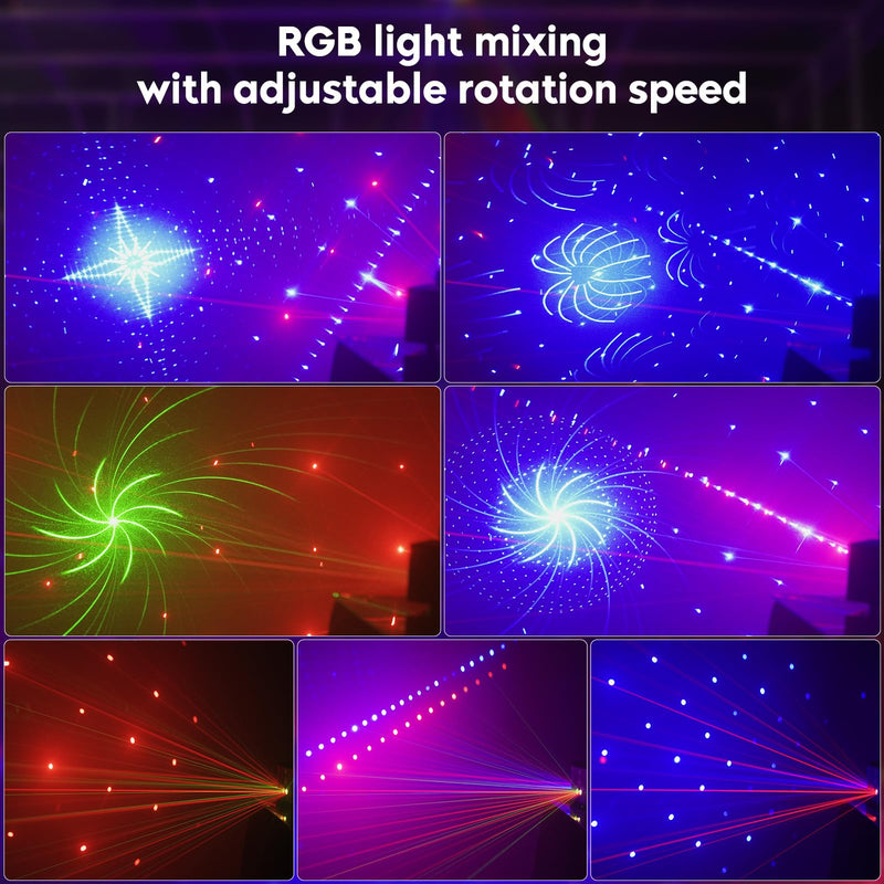 Dj Party Lights,9 Lens Strobe Laser Rave Light Show with DMX & Sound Activated with Remote Control Party Light Dj Disco Lights Indoor for Dance Birthday Wedding Stage Lighting