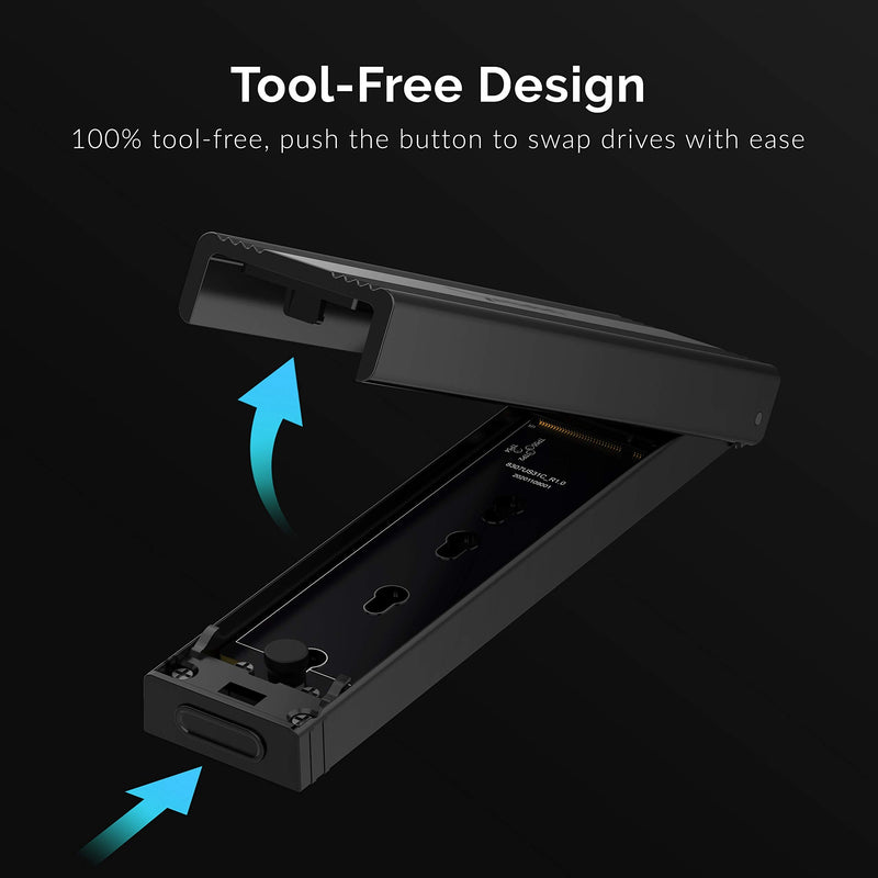 SABRENT USB 3.2 Type-C Tool-Free Enclosure for M.2 PCIe NVMe and SATA SSDs (EC-SNVE)