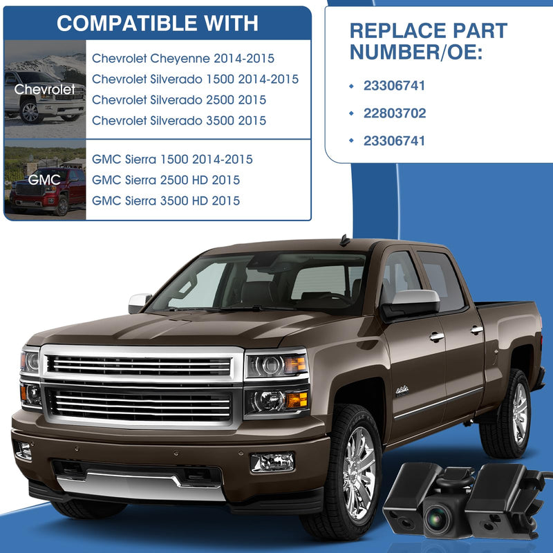 Backup Camera Fit for Chevrolet Silverado Cheyenne GMC Sierra 2014 2015 | Rear Parking Assist Camera Fit For Chevrolet Silverado Cheyenne GMC Sierra 1500 2500 HD 3500 2014 2015 OE# 23306741 22803702 Fit for Chevrolet Cheyenne 2014-2015