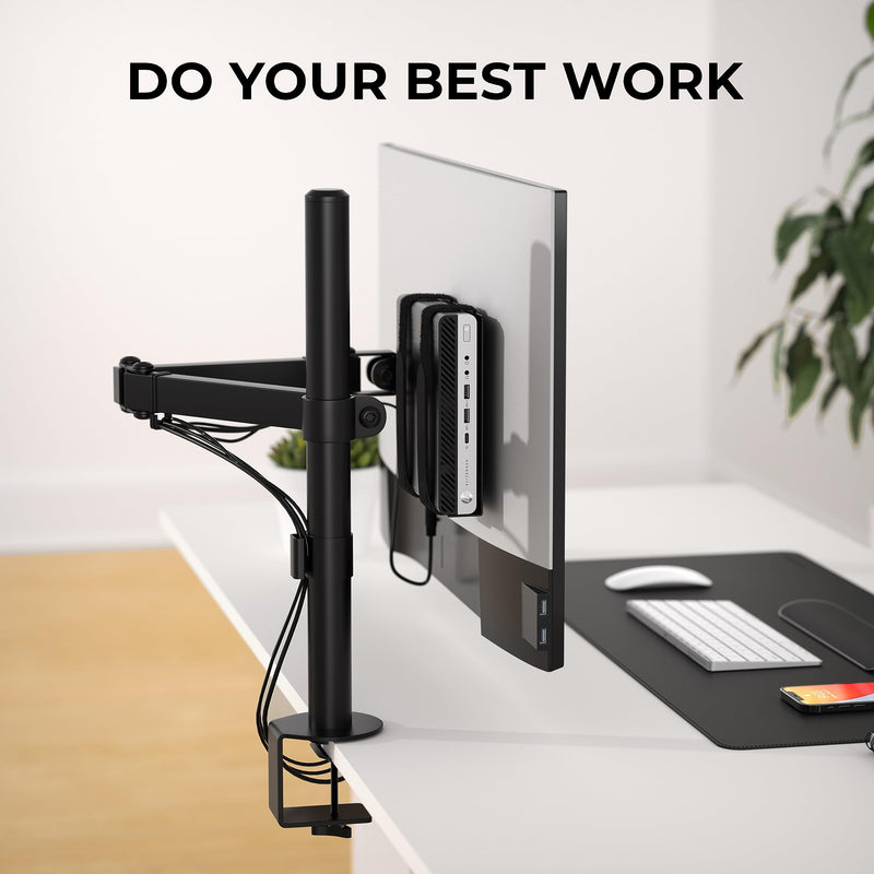 HumanCentric Universal Small Device Mount for VESA Arms, Adjustable Strap | for Small Computers & Electronics, Mounts on Back of Computer Monitor Using VESA Arm