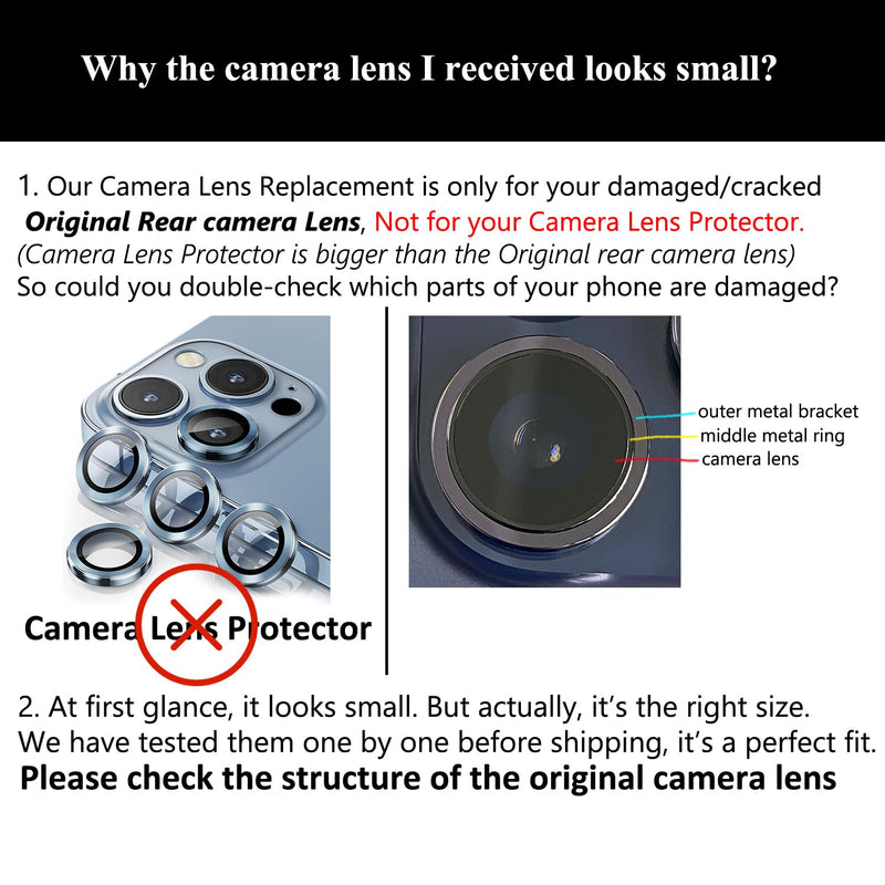 [AUSTRALIA] - 2 Sets Rear Camera Lens Glass Replacement with Adhesive Pre-Installed Compatible for iPhone 12 Pro Max (3 Pieces/Set) with Repair Tools and Installation Manual 