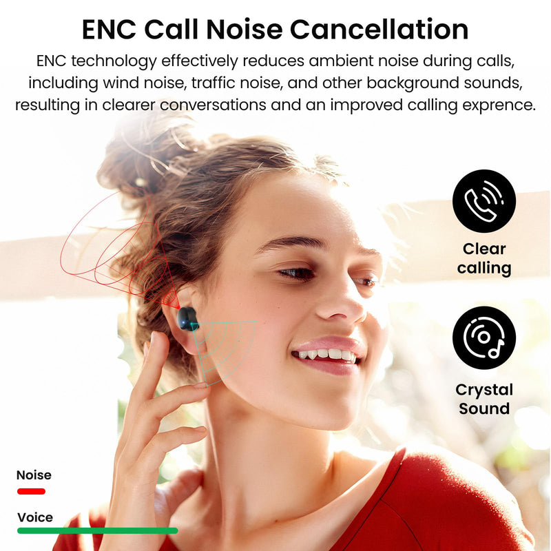 TOZO T12 Wireless Earbuds Bluetooth 5.3 Headphones Built-in ENC Noise Cancelling Mic, 55 Hrs Playtime App Customize EQ IPX8 Waterproof LED Digital Display Premium Sound Headset Black Compact Ergonomic Edition