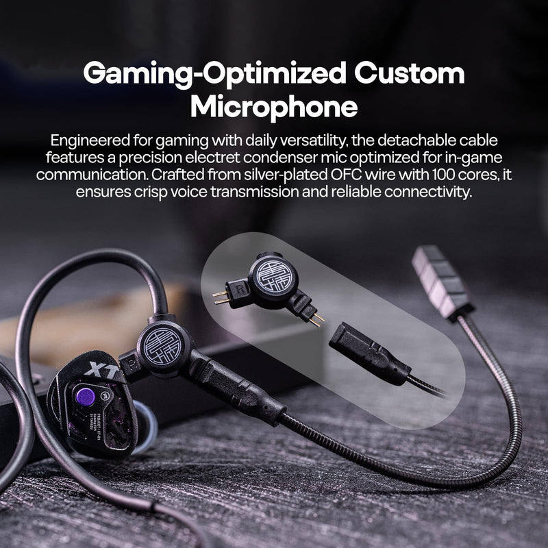 Linsoul TANGZU Xue Tao Gaming IEMs, HiFi Wired Earbuds with Detachable Mic,10mm Glass Diaphragm Driver in Ear Monitor,with 2Pin Detachable OFC Cable for Audiophile Gamers (TypeC MIC) TypeC MIC