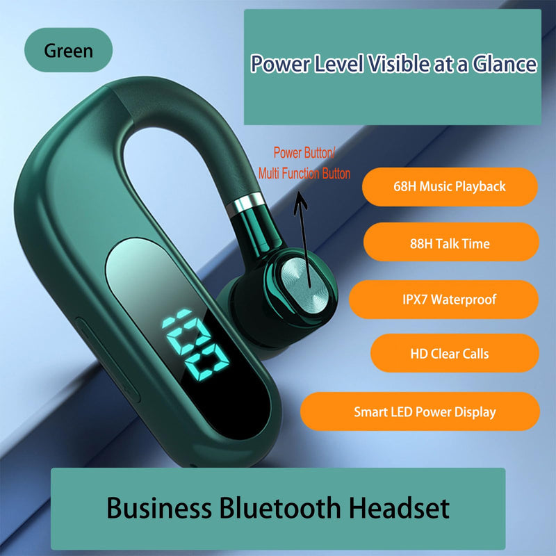 [Green Series Single Ear Wireless Bluetooth Business Headset V13 + Visible Blue Light-Up USB-C to USB-C Data Cable.