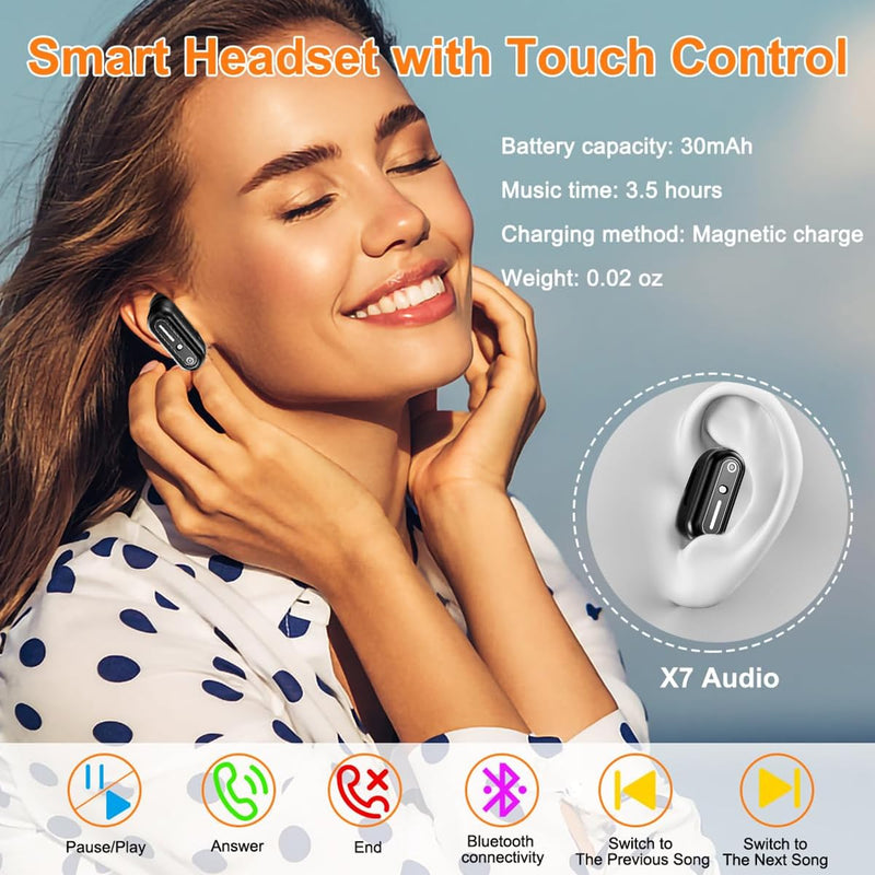 Smart Watch with Earbuds, 1.32 Inch Round Fitness Watch X10, 2 in 1 Bluetooth Watch with Step,Calories,Sleep Monitor,Heart Rate Blood Pressu-re Monitor for iOS & Android black