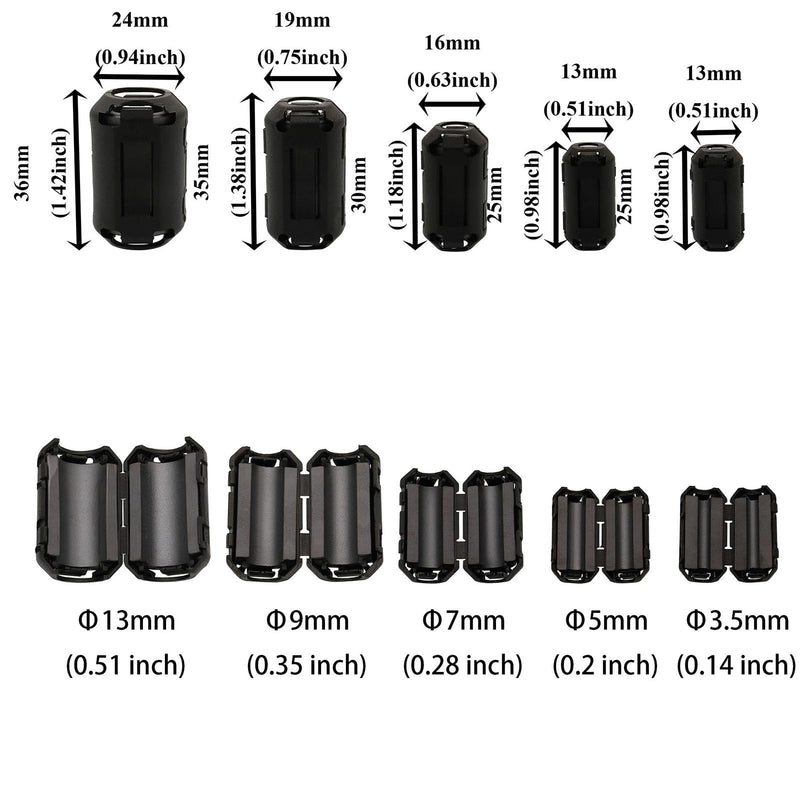 15Pcs 13mm Clip-on Ferrite Ring Core RFI EMI Noise Suppressor Cable Clip for Telephones Tvs Speakers Radio Audio Equipment Noise Suppressor Video Cable Power Cord