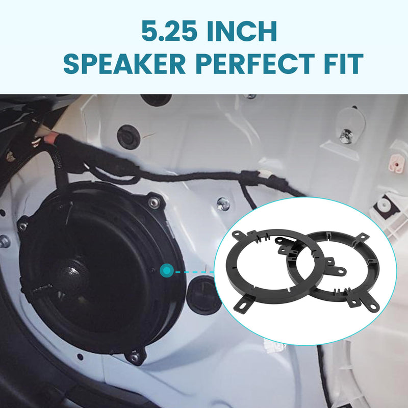 5.25"-6.5" Front Door Speaker Adapter Bracket for 1995-2016 Chrysler/Dodge/Jeep, 5 1/4 - 6 1/2 Inch Aftermarket Speaker Ring Adapter Solid Plastic, 2PCS