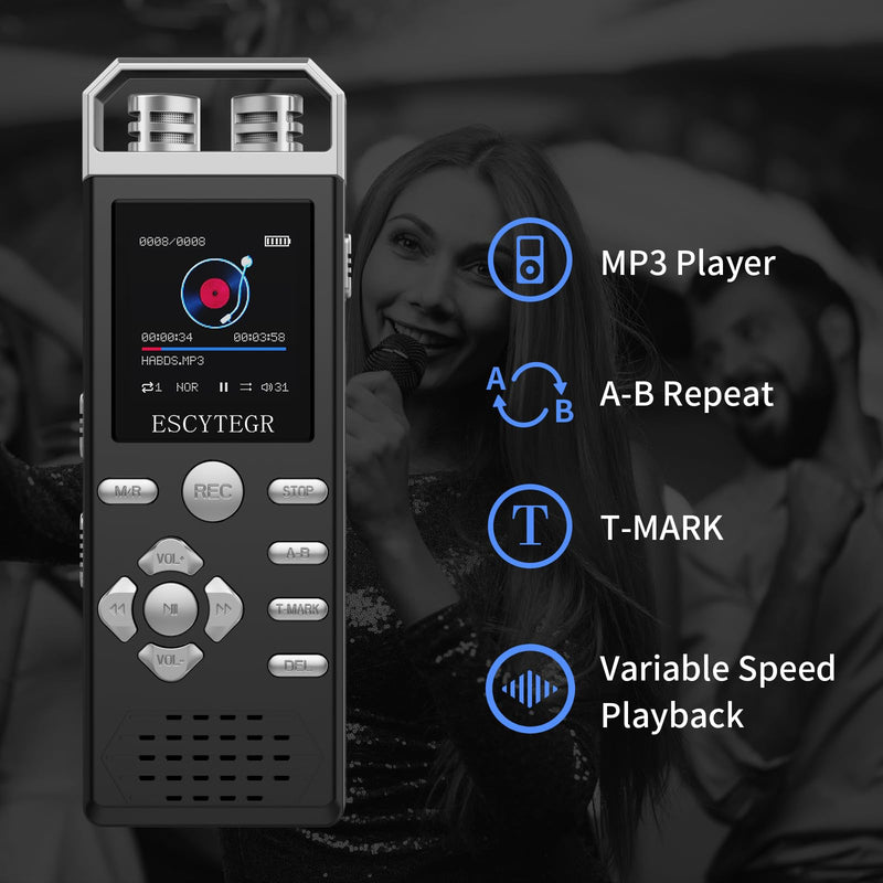 80GB Digital Voice Activated Recorder 1536KBPS Audio Voice Recorder with Playback Recording Device Dictaphone Sound Tape Recorder with Password Protection for Lectures,Meetings 80GB