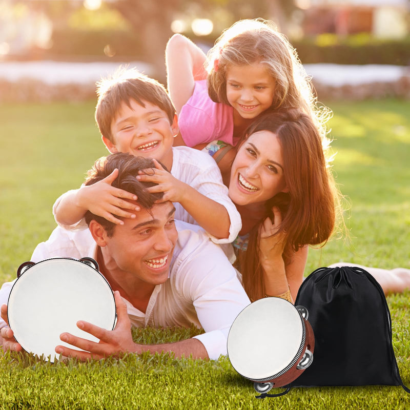 [AUSTRALIA] - Tambourine, Tambourines for Kids, 6 Inches Wooden Hand Held Percussion Tambourine with Storage Bag, Tambourines Musical Instrument for Church, Wedding, Party, Dance, Photo Shoot 6" 