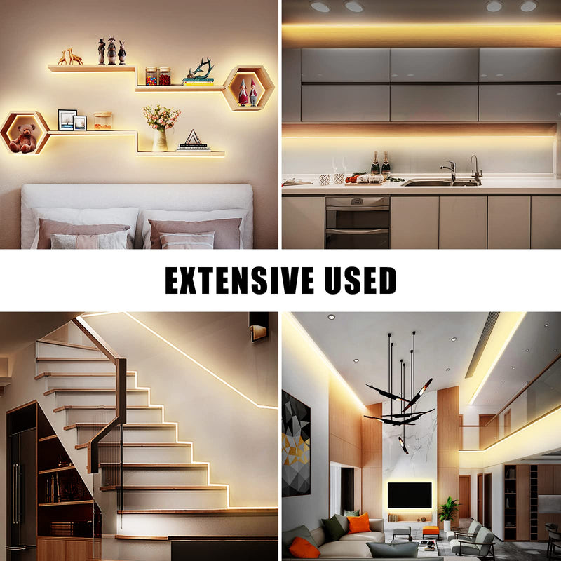 White COB Led Strip Lights Max with RF Remote, 16.4ft 3000K Dimmable Ultra Bright Warm White COB Light Strip, Adhesive Indoor COB Led Lights for Living Room, Shelf, Cabinet 3000K-Warm White