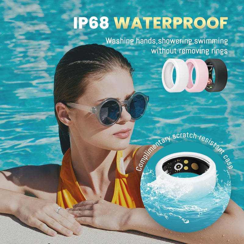 Smart Ring for Women Men, Health Tracker with Heart Rate/Blood Oxygen/Blood Pressure/Sleep Monitoring/Step Counting, IP68 Waterproof Fitness Ring, No App Fees for iPhone & Android (Lavender Pink, 8#) Lavender Pink 8#