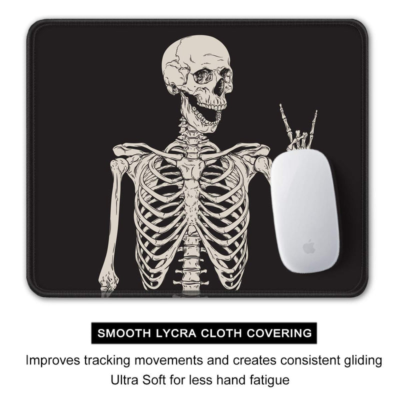 Auhoahsil Mouse Pad, Funny Skull Design Anti-Slip Rubber Mousepad with Durable Stitched Edge for Gaming Office Laptop Computer Men Women Kids, Cute Custom Pattern, 9.8 x 7.9 in, Smile Skull Love You