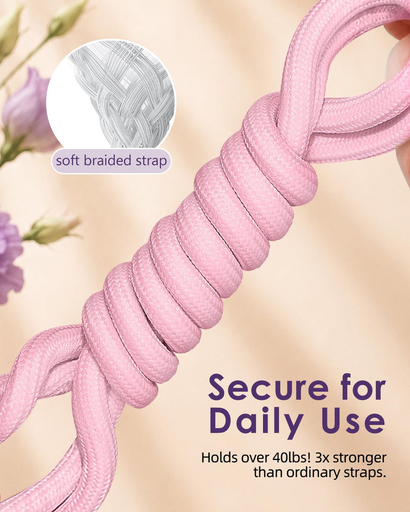 Swooflia Cell Phone Crossbody Lanyard for Women - Adjustable, Lightweight Strap with Tether Tabs for Travel Hiking Hands-Free Floral Pink
