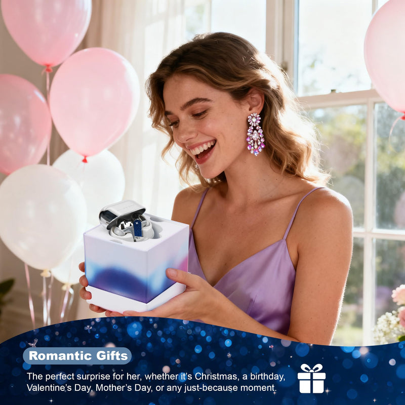 Wireless Earbuds, Jewelry Wireless Headphones with Active Noise Cancellation, Anniversary & Birthday Gifts for Women/Girls/Wife, in-Ear Bluetooth 5.4 Earphones Clear Calls - Blue Black gold sand