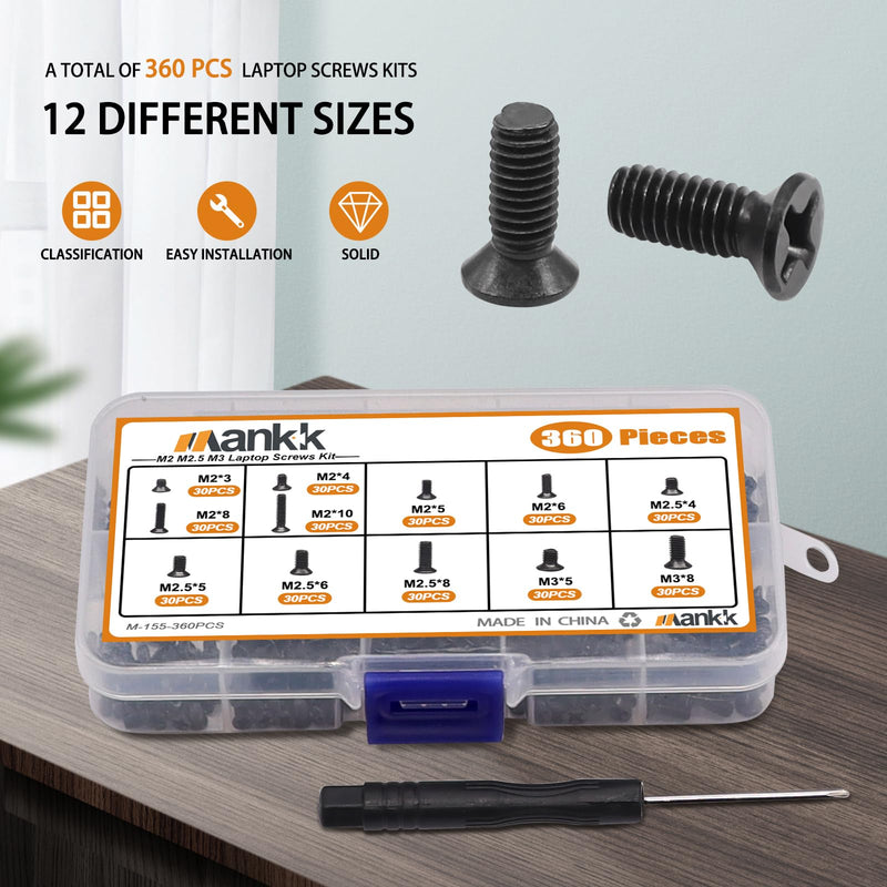 mankk 360PCS Laptop Screws 12 Sizes M2 M2.5 M3 and 400PCS Computer Screws Motherboard Standoffs Screws