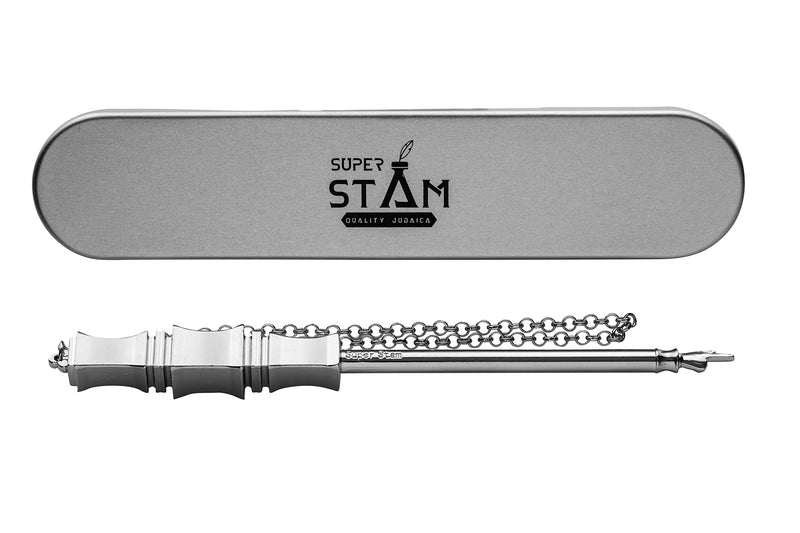 SUPER STAM Torah Book Pointer Yad Hand Pointer Silver Finish in Metal Gift Box Great bar bat Mitzvah Gift 17 cm with a 20cm Bead Charm