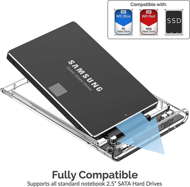 Sabrent USB 3.0 to SATA I/II/III Dual Bay External Hard Drive Docking Station + 2.5-Inch SATA to USB 3.0 Tool-Free Clear External Hard Drive Enclosure