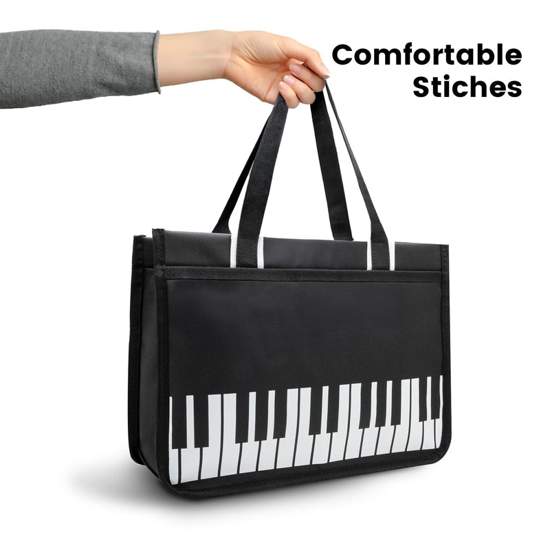 BestSounds Piano Bag, Zipper Waterproof Music Book Tote Bag Piano Accessories for Women, Gifts for Musicians Black