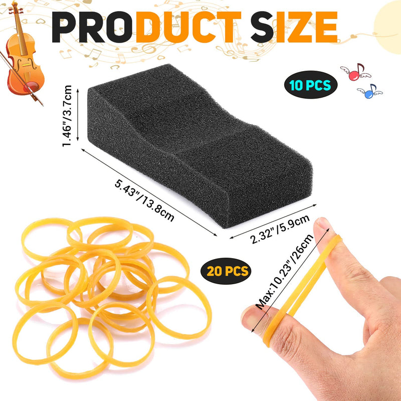 Facmogu 10PCS Foam Violin Shoulder Pad, Economy Sponge Violin Shoulder Pads for 3/4-1/2 Violin, Soft Violin Sponge Rest with Rubber Bands for Concerts & Party - Black