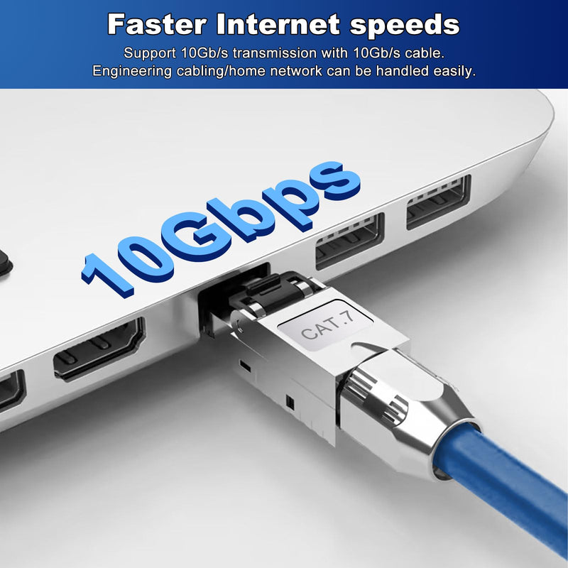 ZHITING 2 x CAT 7 RJ45 Connector Network Connector for Rigid LAN Cable Installation Cable Ethernet, LAN Plug Cat 7 Tool-Free LSA Fully Shielded STP, 10 Gbit/s, AWG 23-26 2cps