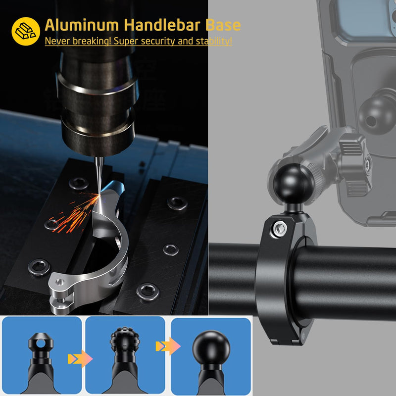 iMESTOU Waterproof ATV Phone Mount with Aluminum 1" Ball Large Clamp Mount Adapter Fits for ATV UTV 1.5''/1.75''/1.85''/2''/2.1'' Handlebars, Suitble for 5.5"-6.8" Smartphones (Size L) L for 5.5"-6.8" Phones