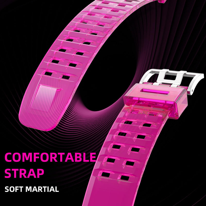 iMangoo Sports Band with Bumper Case for Apple Watch Ultra 3/2/1 49mm Pink | Transparent TPU Protective Bumper Cover Sweatproof Scratch Resistant Rugged for iWatch 49 mm Men Women