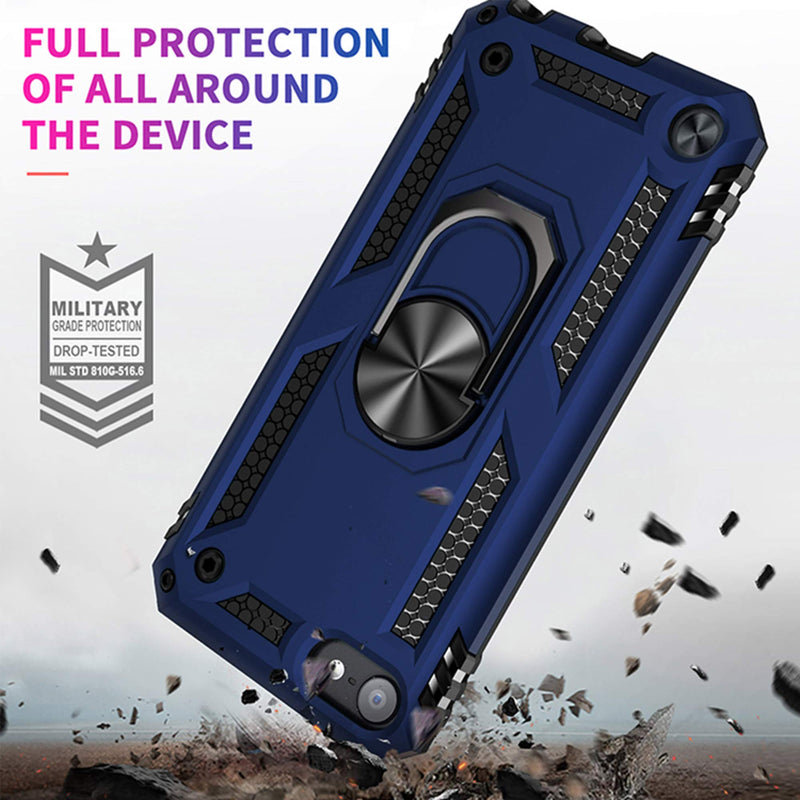 ULAK Compatible with iPod Touch 7 Case/iPod Touch 6 Case with 2 HD Screen Protectors, Hybrid Rugged Shockproof Cover with Built-in Kickstand for iPod Touch 7th/6th/5th Generation (Blue) Blue
