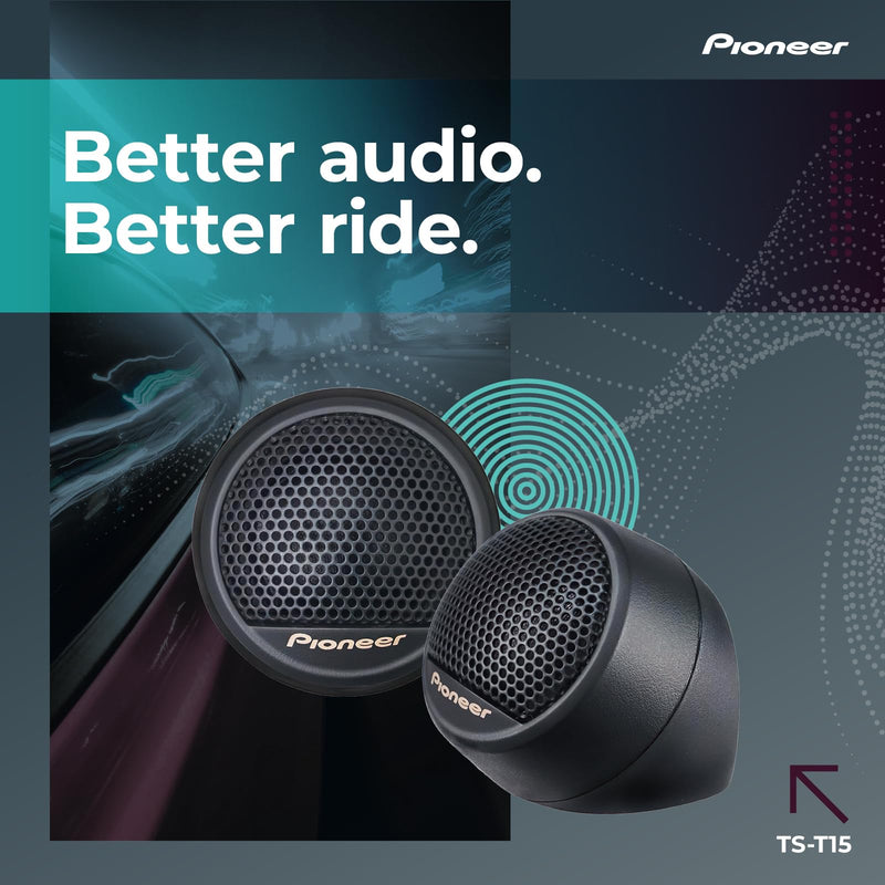Pioneer TS-T15 3/4" Soft Dome Component Tweeters 100W Max | Warm & Natural High-Frequency Detail, Easy Add-On for Clarity 3/4"