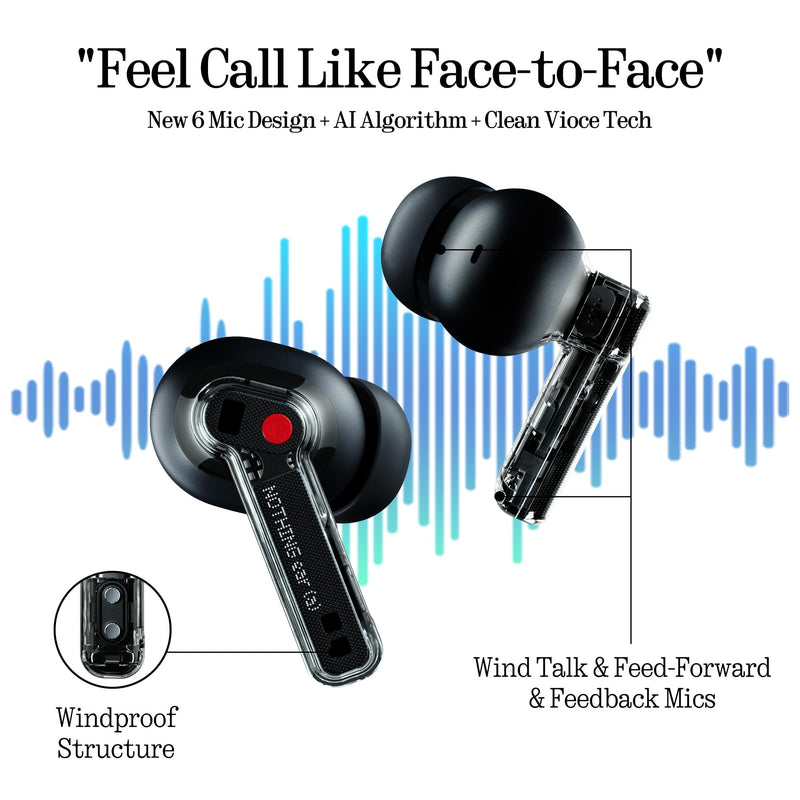 Nothing Ear (a) Wireless Earbuds, 45dB Hybrid Noise Cancelling Earbuds, Hi-Res Audio, Advanced Equaliser, Dual Connect, 6 Mics, 42.5H Playtime Ear Buds Wireless Bluetooth, Black
