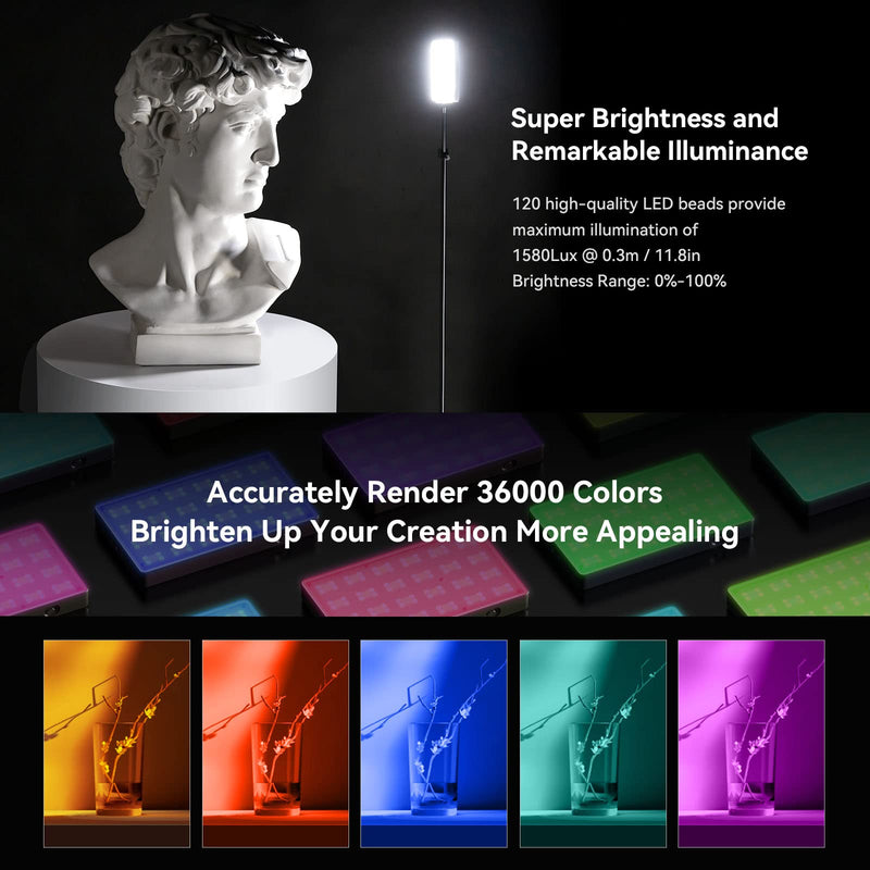 [AUSTRALIA] - SmallRig RM120 RGB Video Light, 5000mAh 180 Minutes Portable Camera Light 7W Output Power, LED Video Light Panel, 2500-8500K CRI TLCI 98+ for TikTok, Content Creator, Photographer 