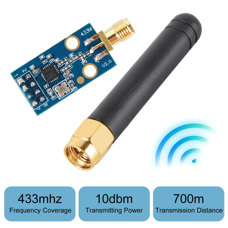 CC1101 433MHz Wireless Transceiver Module with SMA Antenna Supports 315/868/915MHz Frequency Bands, High Sensitivity RF Module for IoT and RF Projects 1pcs